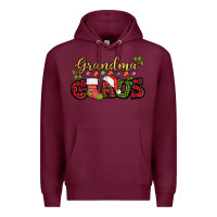 Burgundy Grandma claus with christmas gift sock mother's Premium Hoodie - HowdyJamesFarm
