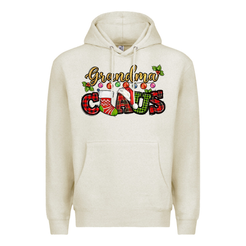 Grandma Claus With Christmas Gift Sock Mother's Premium Hoodie by HowdyJamesFarm | Teevron
