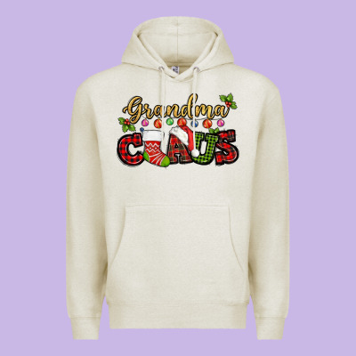 Grandma Claus With Christmas Gift Sock Mother's Premium Hoodie Designed By Howdyjamesfarm
