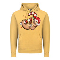Vintage Mustard cute christmas sloth Vintage Hoodie - MaliasSmallBusiness