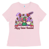 Bubblegum Pink happy easter gnomies rainbow Ladies Tee - Artiststas