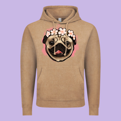 Pug Floral Vintage Hoodie Designed By Jasminsmagicworld