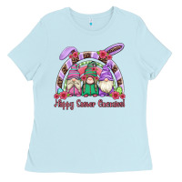 Baby Blue happy easter gnomies rainbow Ladies Tee - Artiststas