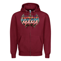 Burgundy American mama Mother's Day Zipper Hoodie - HowdyJamesFarm