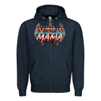 Navy American mama Mother's Day Zipper Hoodie - HowdyJamesFarm