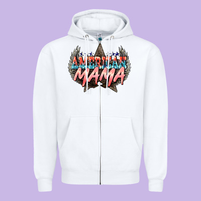 American Mama Mother's Day Zipper Hoodie Designed By Howdyjamesfarm