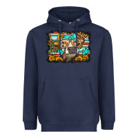 Navy sunflower cow olivia Heavyweight Hoodie - OliviaCreatesArt
