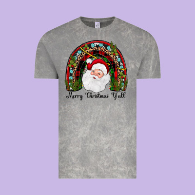 Merry Christmas Y'all Rainbow Vintage Tee Designed By Jahusdesignshop
