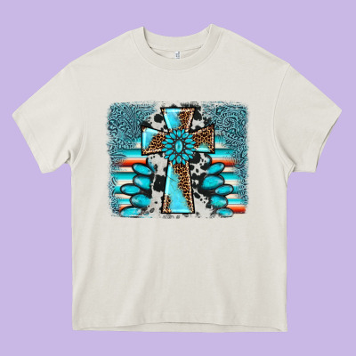 Cross Gemstone Background Heavy Core Tee Designed By Adodesignshop