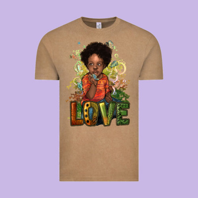 Black Afro Boy Love Vintage Tee Designed By Nancycooperartshop