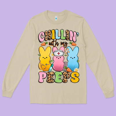 Chillin' With My Peeps Nurse Long Sleeve Tee Designed By Artiststas