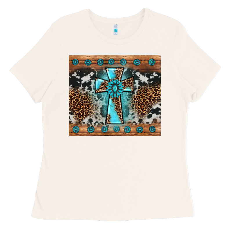 Gemstone Leopard Cross Ladies Tee by AdoDesignShop | Teevron