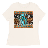 Bone gemstone leopard cross Ladies Tee - AdoDesignShop