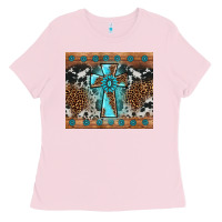 Bubblegum Pink gemstone leopard cross Ladies Tee - AdoDesignShop