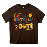 Chocolate Brown its a softball kinda day Heavy Core Tee - AdoDesignShop