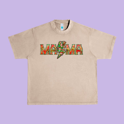 Mama Christmas Lightning Bolt Urban Heavy Tee Designed By Nancycooperartshop