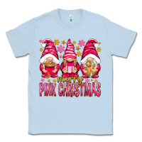 Dusty Blue Merry pink Christmas gnomes Classic Tee - NancyCooperArtShop
