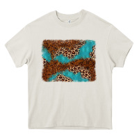 Turquoise Glitter Leopard Background Heavy Core Tee | Teevron