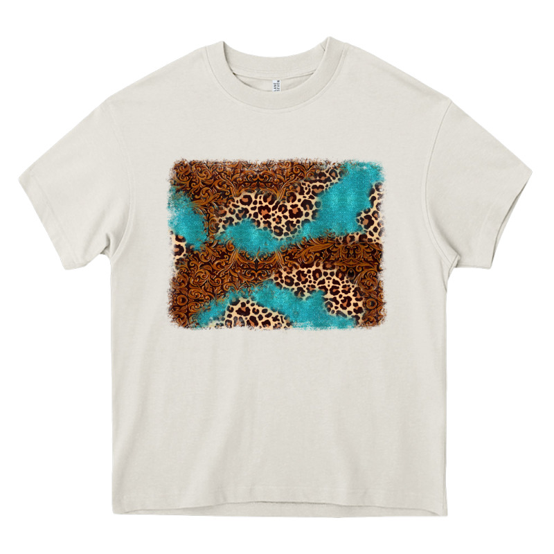 Turquoise Glitter Leopard Background Heavy Core Tee by AdoDesignShop | Teevron