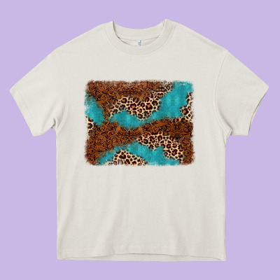 Turquoise Glitter Leopard Background Heavy Core Tee Designed By Adodesignshop