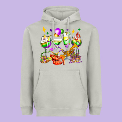 Mardi Gras Wine Glasses Olivia Heavyweight Hoodie Designed By Oliviacreatesart