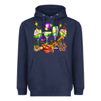 Navy mardi gras wine glasses olivia Heavyweight Hoodie - OliviaCreatesArt