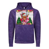 Cloud Purple pink christmas cow Vintage Hoodie - MaliasSmallBusiness