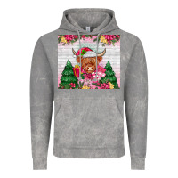 Cloud Rock pink christmas cow Vintage Hoodie - MaliasSmallBusiness