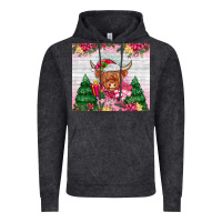Vintage Black pink christmas cow Vintage Hoodie - MaliasSmallBusiness