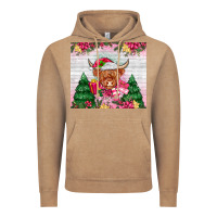 Vintage Coffee pink christmas cow Vintage Hoodie - MaliasSmallBusiness
