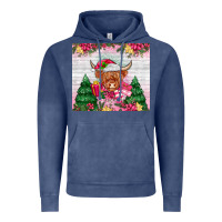 Vintage Denim pink christmas cow Vintage Hoodie - MaliasSmallBusiness
