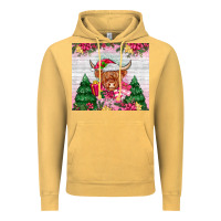 Vintage Mustard pink christmas cow Vintage Hoodie - MaliasSmallBusiness