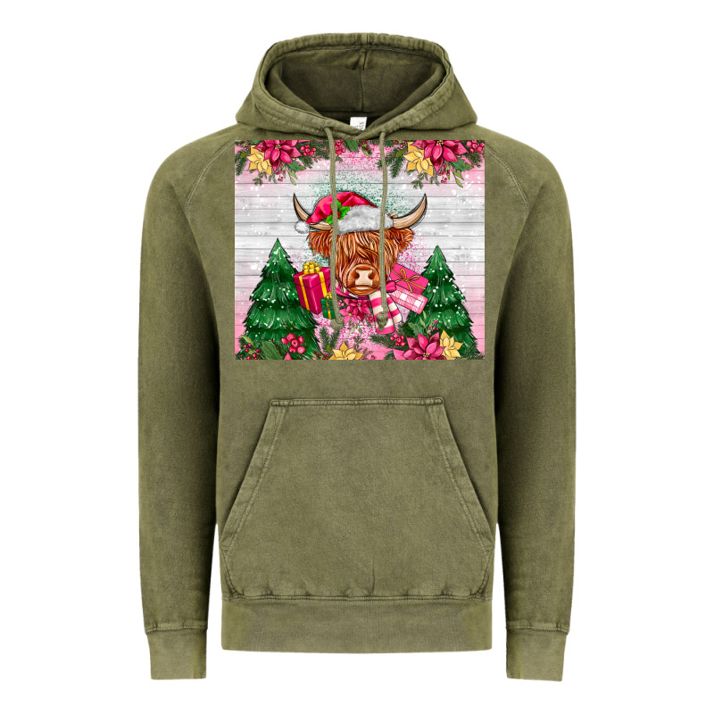 Pink Christmas Cow Vintage Hoodie by MaliasSmallBusiness | Teevron