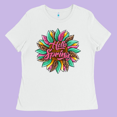 Hello Spring Sunflower Ladies Tee Designed By Artiststas