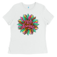 White hello spring sunflower Ladies Tee - Artiststas