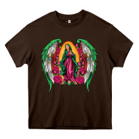 Chocolate Brown mexican flag wings our lady of guadalupe Heavy Core Tee - Artiststas
