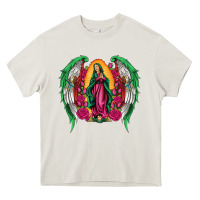 Cream mexican flag wings our lady of guadalupe Heavy Core Tee - Artiststas