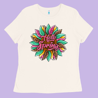 Hello Spring Sunflower Ladies Tee Designed By Artiststas