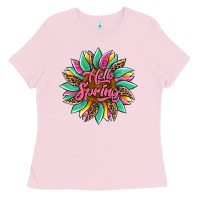 Bubblegum Pink hello spring sunflower Ladies Tee - Artiststas