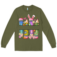 Army Green easter teacher pencils Long Sleeve Tee - Artiststas