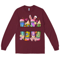 Burgundy easter teacher pencils Long Sleeve Tee - Artiststas