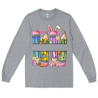 Heather Grey easter teacher pencils Long Sleeve Tee - Artiststas