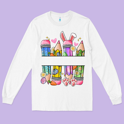 Easter Teacher Pencils Long Sleeve Tee Designed By Artiststas