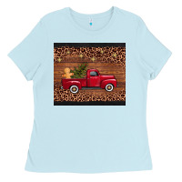 Baby Blue christmas truck Ladies Tee - AdoDesignShop