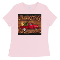 Bubblegum Pink christmas truck Ladies Tee - AdoDesignShop