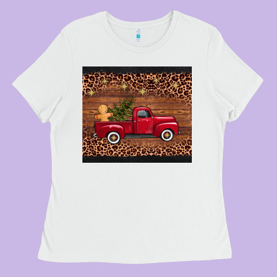 Christmas Truck Ladies Tee Designed By Adodesignshop