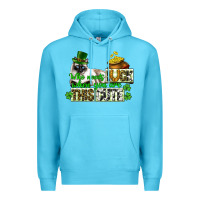 Ocean Blue St. Patrick's cat who needs luck when you are this Premium Hoodie - CowGirlArtShop