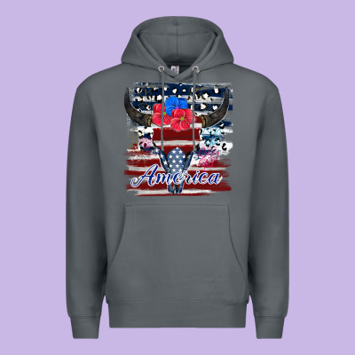 Bull Skull America Premium Hoodie Designed By Jahusdesignshop