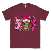 Burgundy Pink Christmas Joy skeleton Classic Tee - NancyCooperArtShop