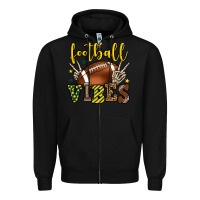 Black Football vibes yellow and green team color Zipper Hoodie - HowdyJamesFarm